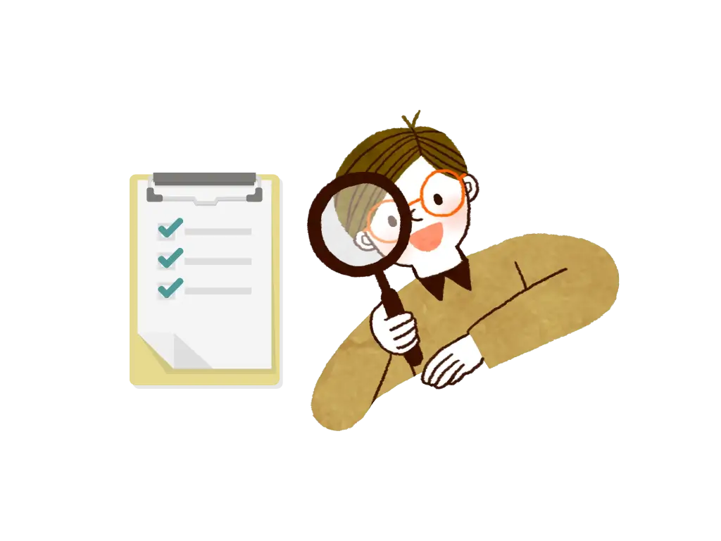 돋보기로 확인하는 남자와 서류