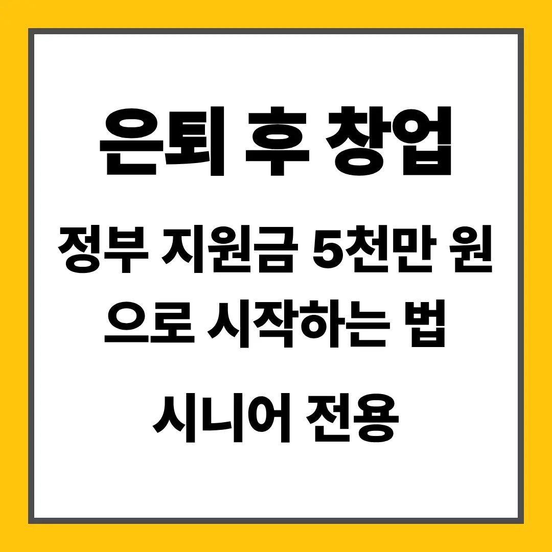 은퇴 후 창업 정부 지원금 5천만 원으로 시작하는 법 시니어 전용
