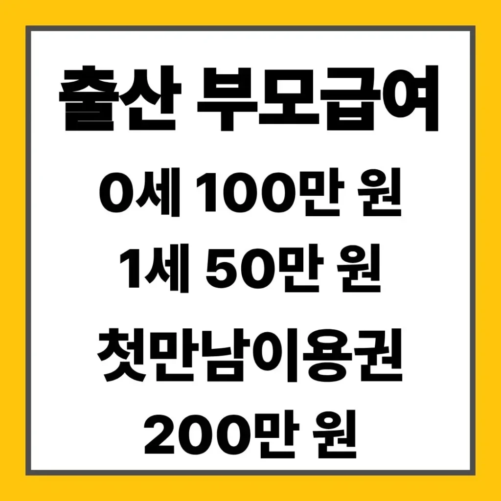 출산 부모급여 0세 100만 원, 1세 50만 원 첫만남이용권 200만 원 문구
